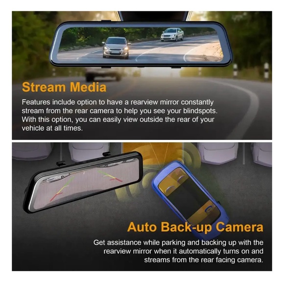 Rexing - M2 2K Front and Rear Mirror Dash Cam with Smart BSD ADAS GPS - Black - Picture 8 of 10